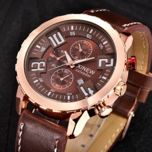 Ceas barbatesc Xinew calendar brown