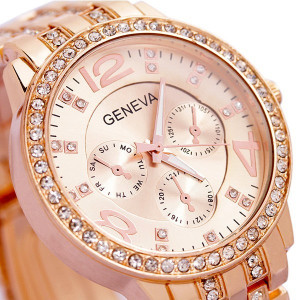 Ceas de dama Geneva rhinestone rose gold
