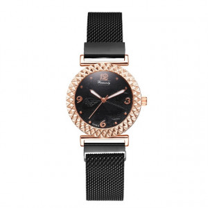 Set cadou cu ceas de dama Rinnandy Afrodita negru si patru bratari elegante
