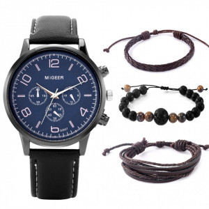 Set cadou cu ceas barbatesc Migeer TZ005 si trei bratari elegante