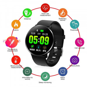 Bratara fitness smart F25T, ritm cardiac, temperatura corpului, nivel oxigen sange, iOS si Android, Bluetooth 4.0
