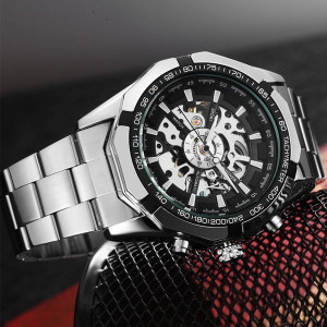 Ceas barbatesc mecanic Winner silver business
