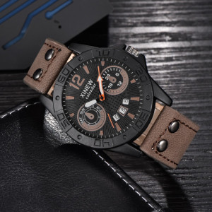 Ceas barbatesc Xinew brown calendar