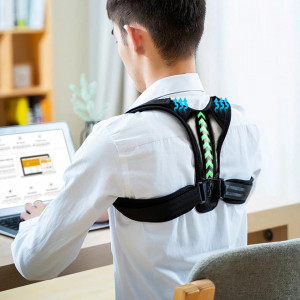 Suport (ham) corector pentru spate cu bretele ajustabile, unisex, negru pentru adulti