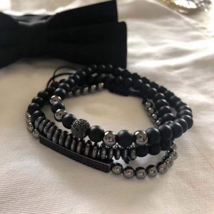 Set cadou cu ceas barbatesc Meibo argintiu si doua bratari elegante