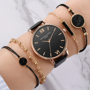 Set ceas de dama Lupai negru cu 4 bratari