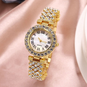 Set cadou cu ceas de dama Geneva Crystal auriu si bratara