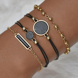 Set ceas de dama Lupai negru cu 4 bratari