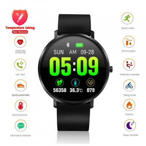 Bratara fitness smart F25T, ritm cardiac, temperatura corpului, nivel oxigen sange, iOS si Android, Bluetooth 4.0