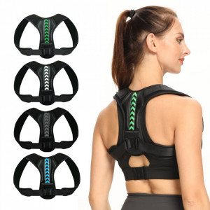 Suport (ham) corector pentru spate cu bretele ajustabile, unisex, negru pentru adulti