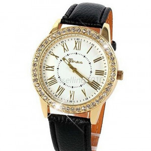 Ceas de dama Geneva Persefona black white