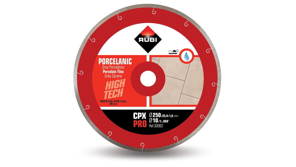 Disc diamantat pt. gresie portelanata 250mm, cpx 250 pro - rubi-30962