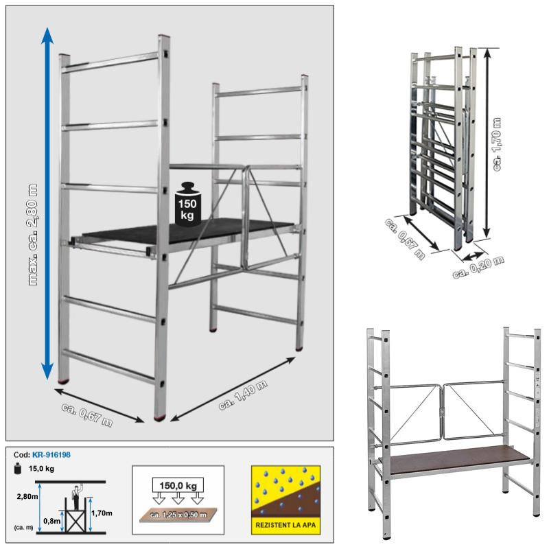 Schela din alumniu pliabila Corda 0,5 x 1,25m inaltime lucru 2,8m Krause