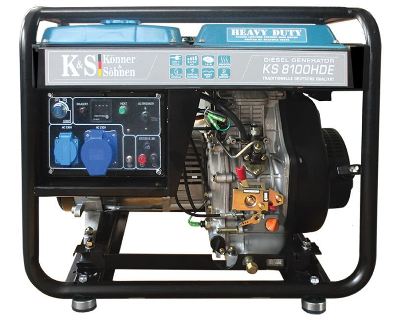 Generator de curent 6.5 kw diesel - heavy duty - konner & sohnen - ks-8100de-hd