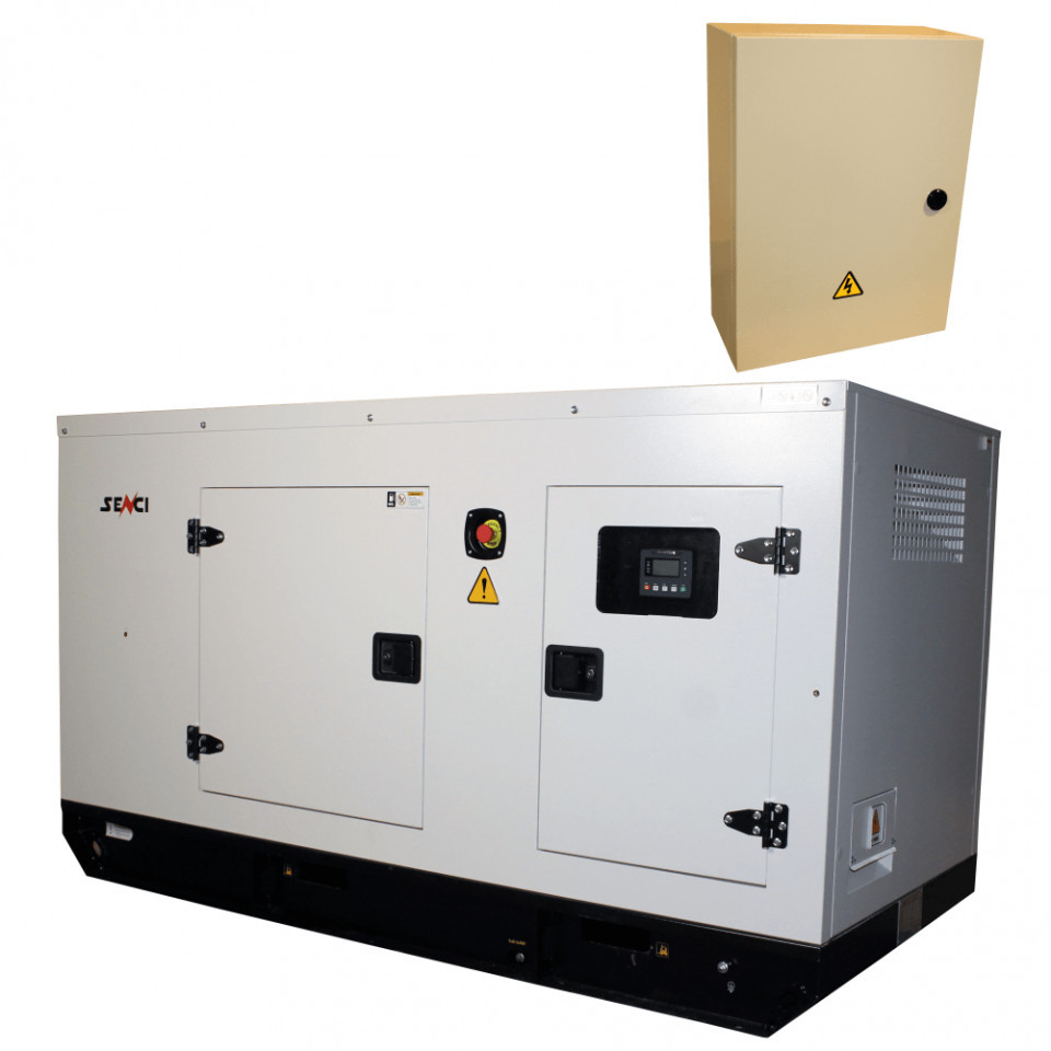 Generator de curent insonorizat senci scde 34ys-ats, putere max. 27 kw, 400v, avr, ats