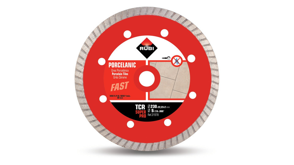 Disc diamantat pt. gresie portelanata 230mm, tcr 230 superpro - rubi-31978
