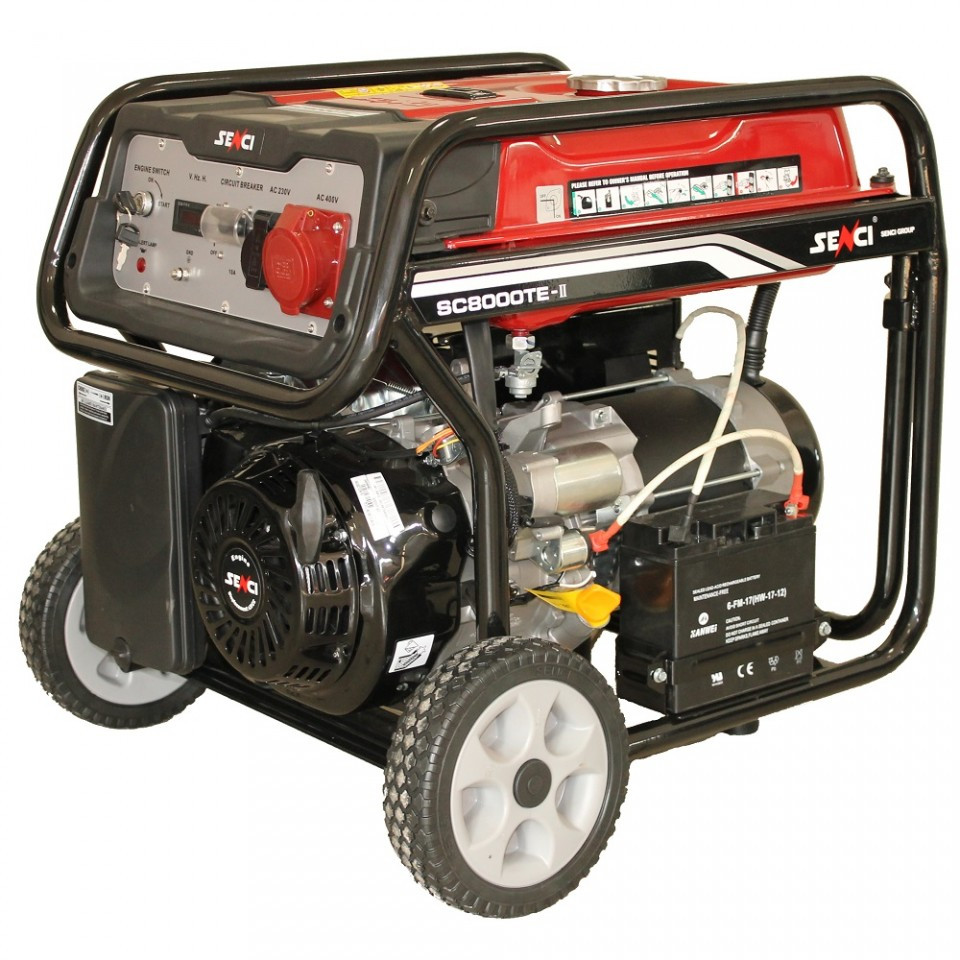 Generator de curent Senci SC-8000TE, 7000W, 400V - AVR inclus, motor benzina cu demaraj electric