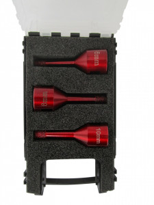 Set carote diamantata pt. gresie portelanata & piatra - diam. 6, 8, 10mm - cu ceara- Premium - DXDH.80408.Satz6-10W