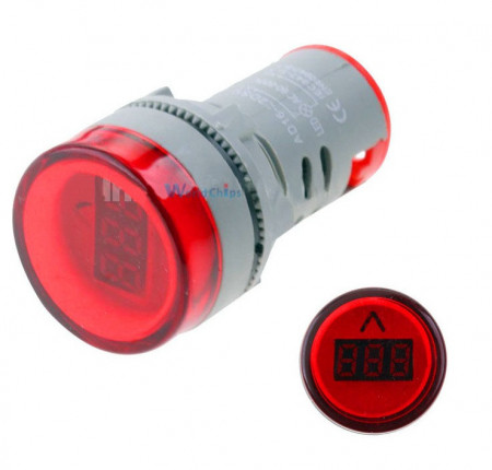 LED voltmetar 60-500VAC 22mm crveni