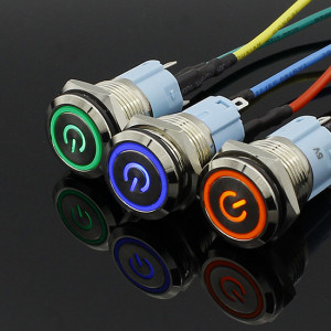 Metalni taster 16mm sa LED svetlom plavi