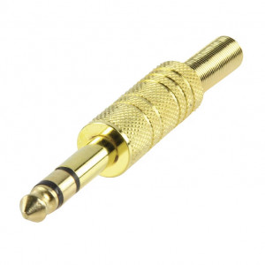 Klink konektor 6.3mm ST M za kabl zlatni