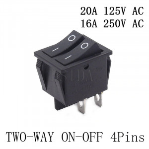 Prekidač 30x22mm 16A 250VAC dvostruki crni
