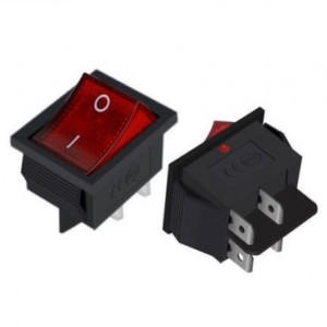 Prekidač 30X22mm 2xon-off 16A 250VAC crveni
