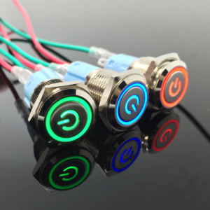 Metalni taster 16mm sa LED svetlom plavi