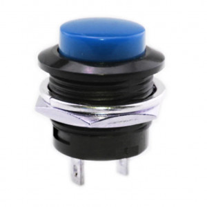 Taster za montažu na šasiju 3A 250VAC 15mm okrugli plavi