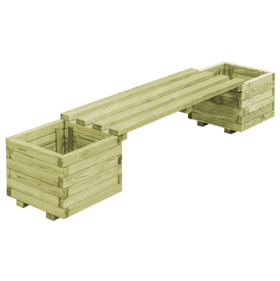 Bancă de grădină cu jardiniere, lemn de pin tratat fsc