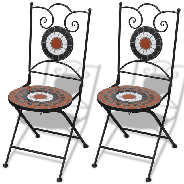 Set de 2 scaune din mozaic, culoare teracota și alb