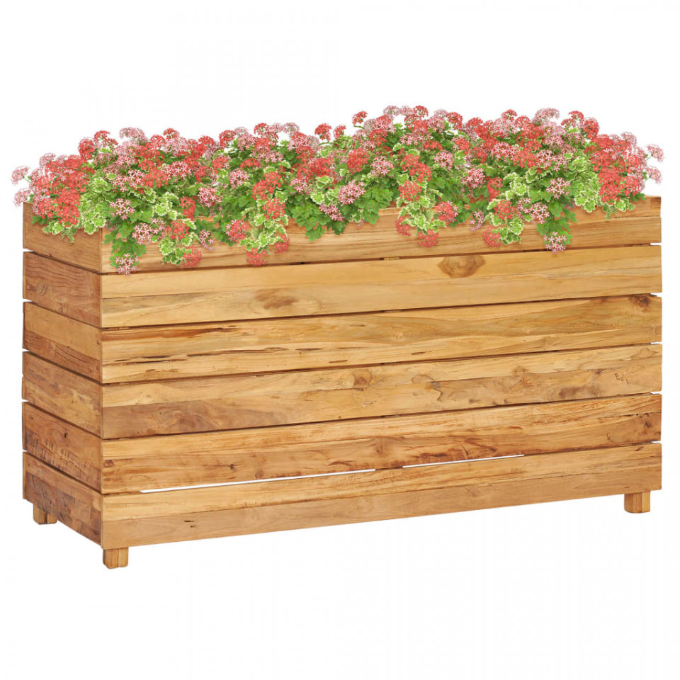 Jardinieră, 100 x 40 x 55 cm, lemn de tec reciclat și oțel