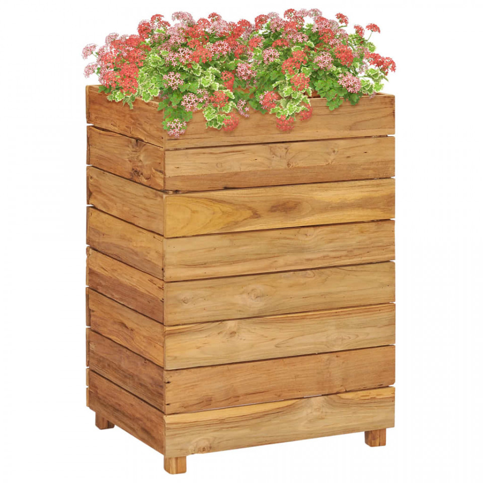 Jardinieră, 50 x 40 x 72 cm, lemn de tec reciclat și oțel