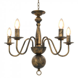 Candelabru antichizat, negru, 5 becuri E14