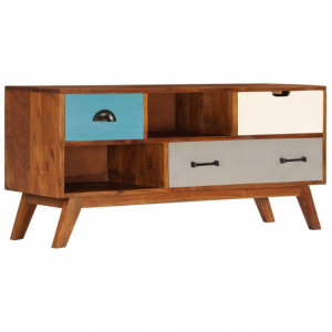 Comodă TV cu 3 sertare, 110x35x50 cm, lemn masiv acacia