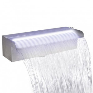 Fântână piscină dreptunghiulară, LED-uri oțel inoxidabil, 30 cm