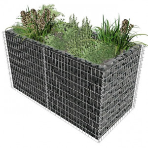 Jardinieră gabion din oțel, 180 x 90 x 100 cm, argintiu