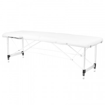 Masa de masaj pliabila din aluminiu cu 2 sectiuni, confort, alb