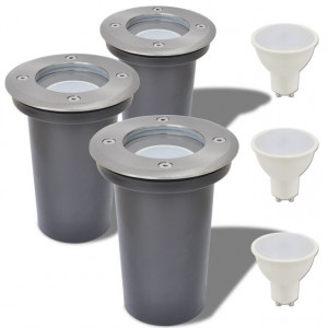 Corpuri de iluminat cu LED de exterior sol, 3 buc, rotund
