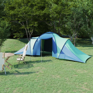 Cort camping, 6 persoane, albastru și verde
