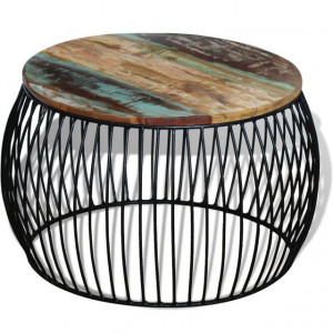 Masă de cafea rotundă, lemn reciclat de esență tare, 68x43 cm