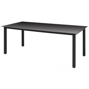 Masă de grădină, sticlă aluminiu, 190 x 90 x 74 cm, negru