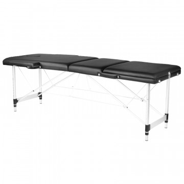 Masuta de masaj neagra cu 3 sectiuni, din aluminiu