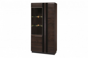 Porti 12 (vitrina 2d l) oak czecoladowy/black szk