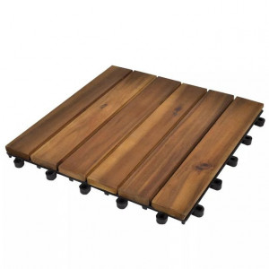 Set de 10 plăci din acacia 30 x 30 cm, model vertical