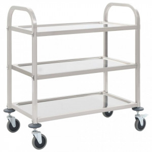 Cărucior de bucătărie 3 niveluri 107x55x90 cm oțel inoxidabil