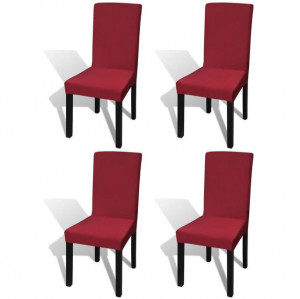 Husă elastică dreaptă pentru scaun, bordo, 4 buc.