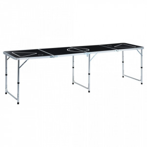 Masă de joc cu bere tip ping pong, pliabilă, negru, 240 cm