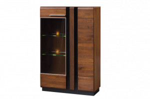Porti 15 (vitrina 2d l) antique oak/black glass