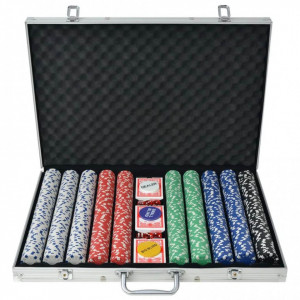 Set de poker cu 1000 de jetoane din aluminiu